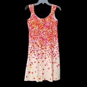 Dress Barn White & Pink Floral Dress Size 10 Petite Great Condition
